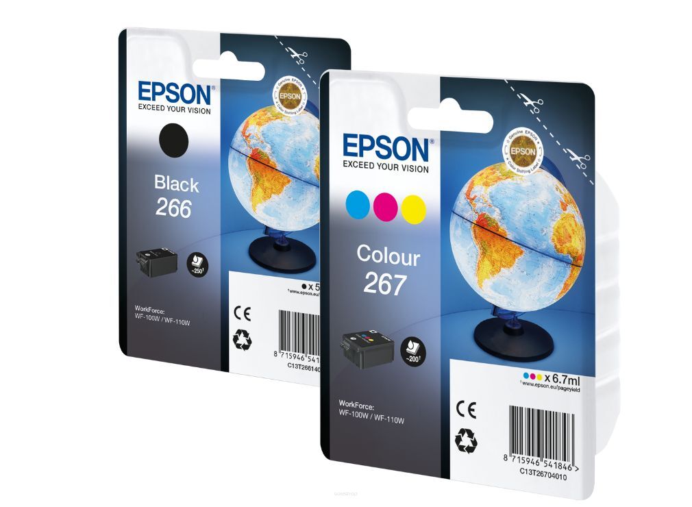 Komplet tuszy EPSON do drukarki WF-100W 266BK+267CMY